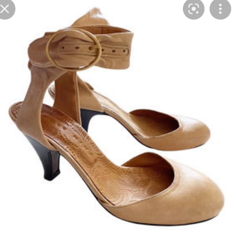 Anthropology Chie Mihara Kildava Nude Wide Ankle Strap Heels 7